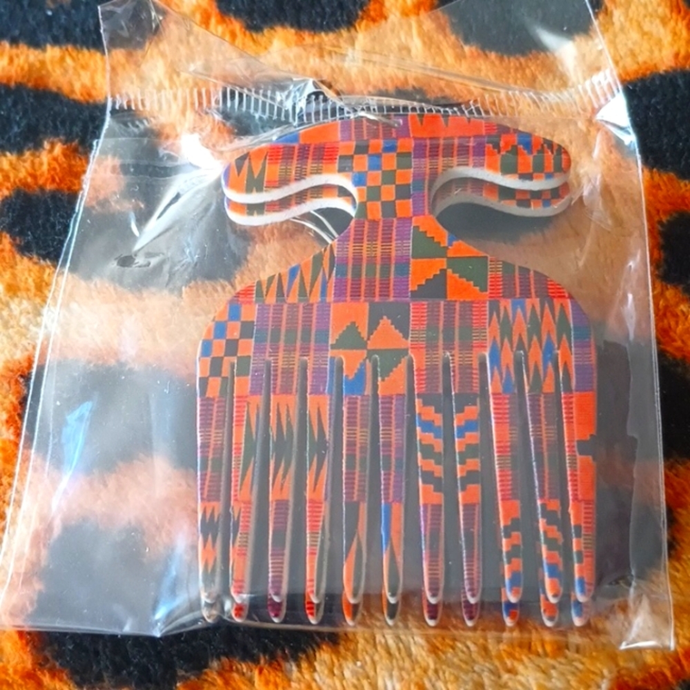 Afro pick African print Earrings made for pierced ears.